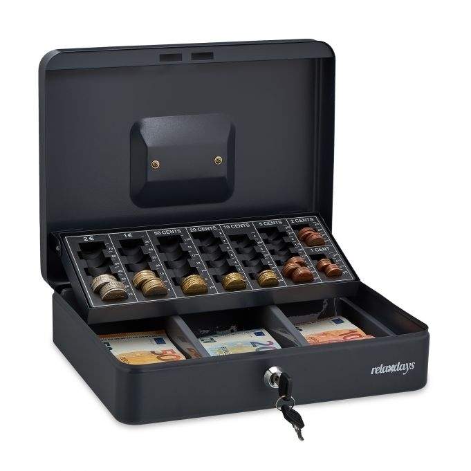 Grå kassalåda med 2 nycklar | Hem & Hobby | Pryloteket