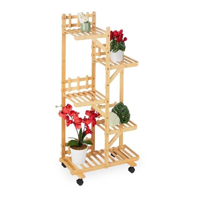 Plantestativ i bambus 5 hylder
