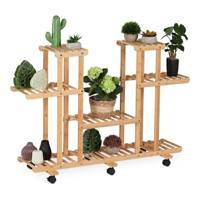 Plantehylde i bambus 6 hylder