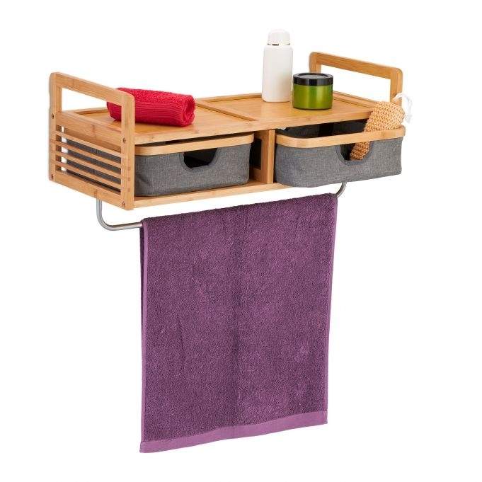 Væghylde med håndklædeholder