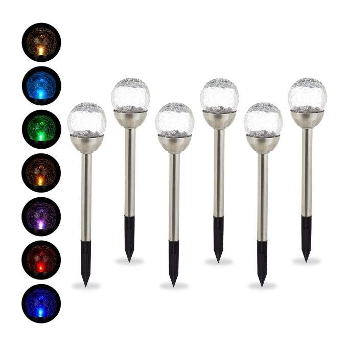 Sæt med 6 solcellelamper farveskift