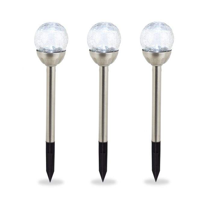 Sæt med 3 runde solcellelamper