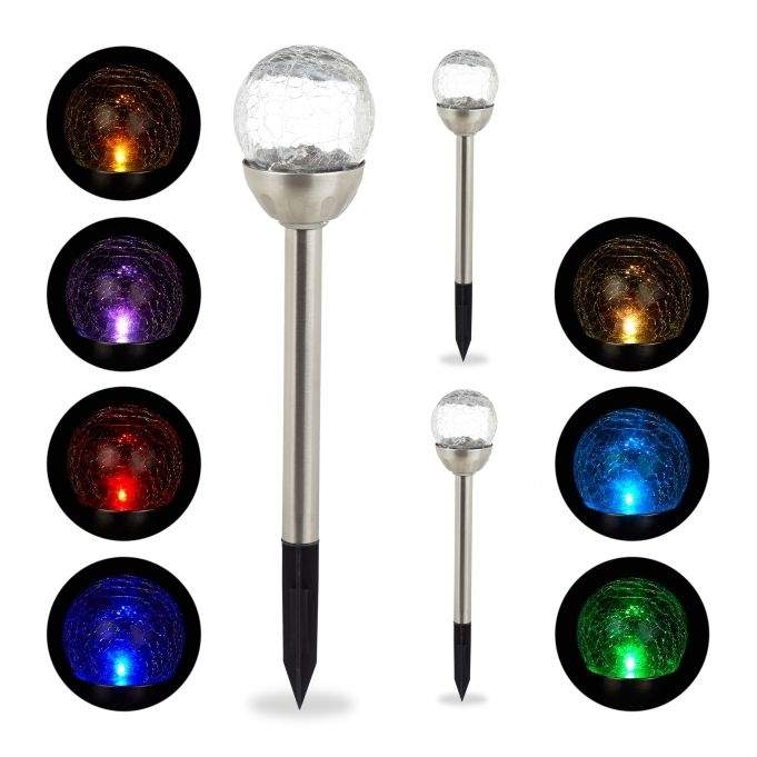 Sæt med 3 solcellelamper farveskift