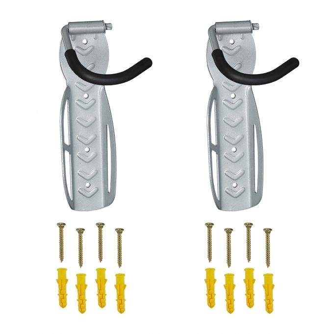 Grå cykelholder vægsæt med 2 stk