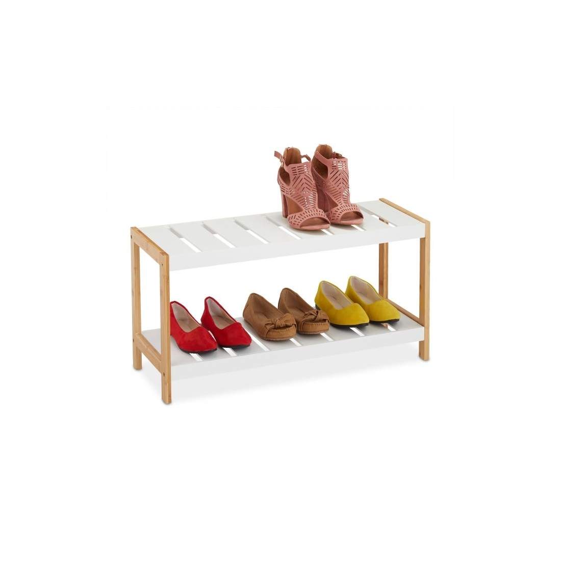 Vit skohylla med 2 plan | Hem & Hobby - Hem & Hushåll - Förvaring & Organisering - Skohylla | Pryloteket