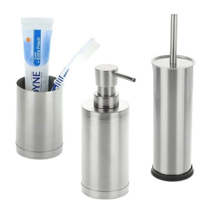 3-delt badeværelsessæt i rustfrit stål