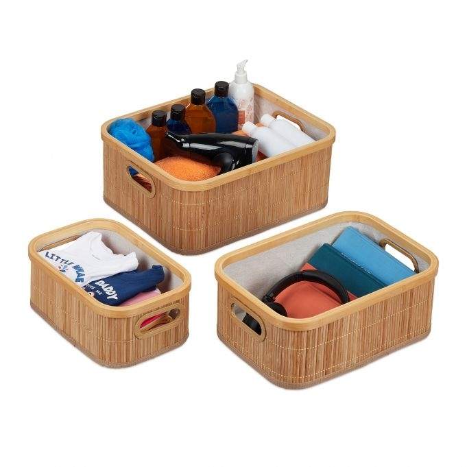 Bambus opbevaringskurve sæt med 3