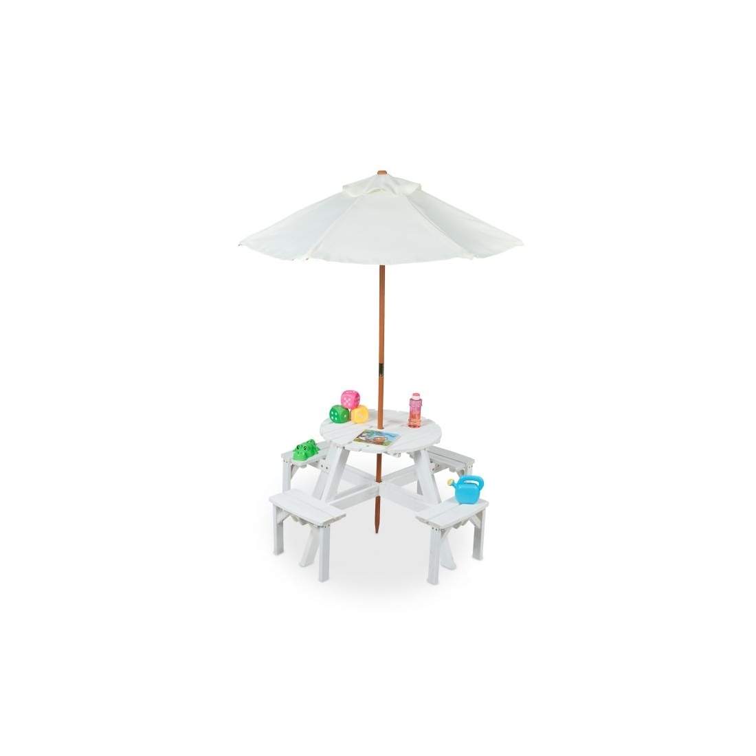 Rund sittgrupp för barn Trä med parasoll | Hem & Hobby - Hem & Hushåll - Trädgårdsartiklar - Parasoll | Pryloteket
