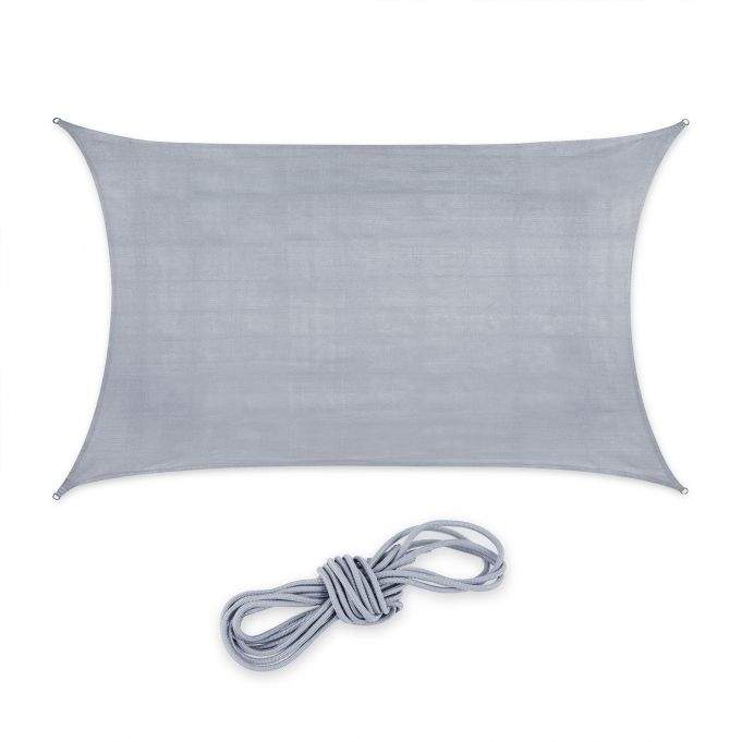 Solsejl polyethylen rektangulært lysegrå