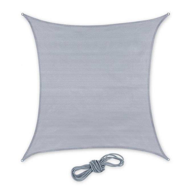 Solsejl polyethylen firkantet lysegrå