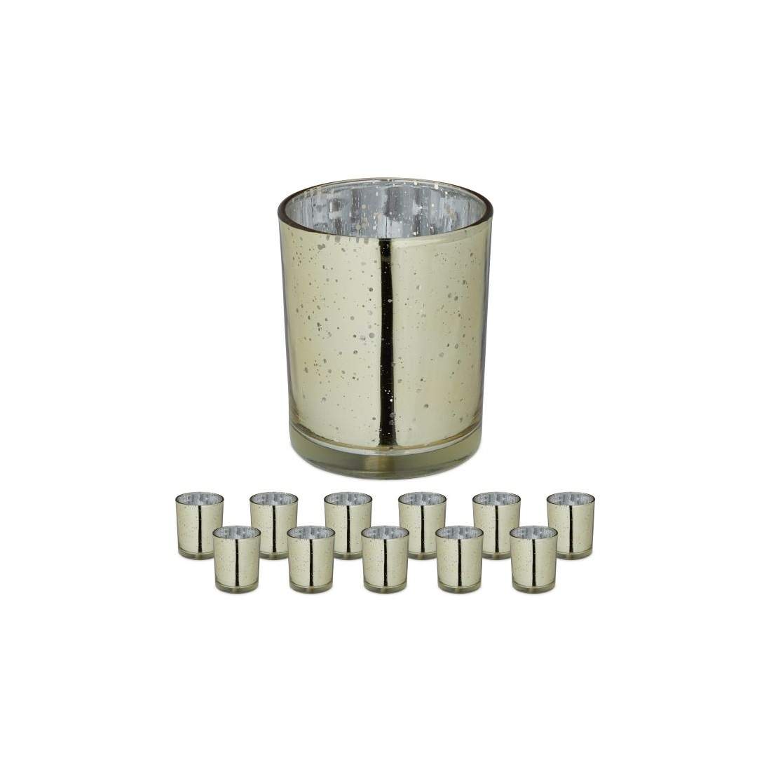 Värmeljusstake guld set om 12 st | Hem & Hobby - Hem & Hushåll - Balkong | Pryloteket