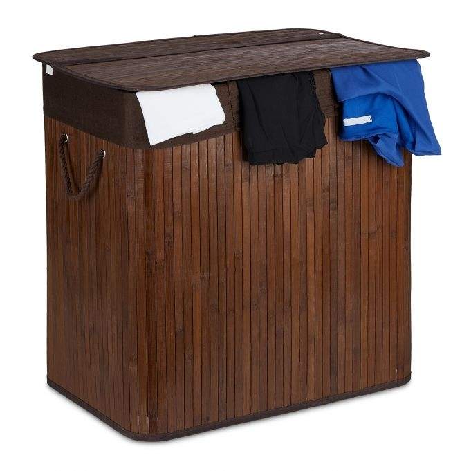 Bambus vasketøjskurv 3 rum