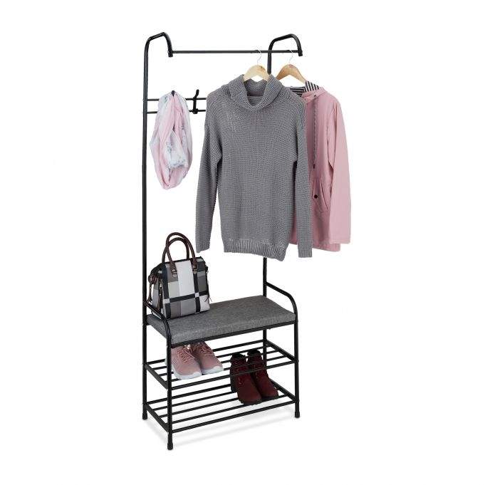 Tøjbøjle med skohylde og bænk