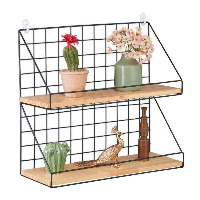 Væghylde industriel stil XL