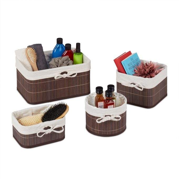 Bambus opbevaringskurve sæt med 4