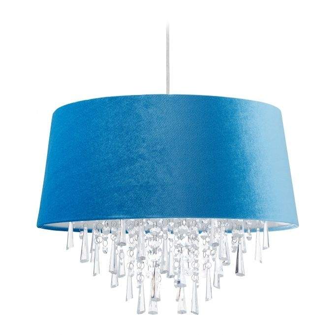 Pendel i krystal med skærm i fløjl