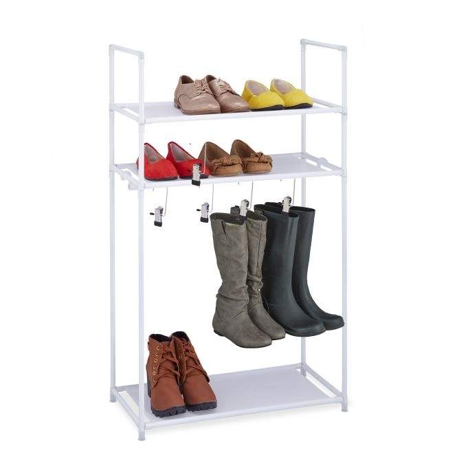 Skohylde med 3 hylder & støvleophæng