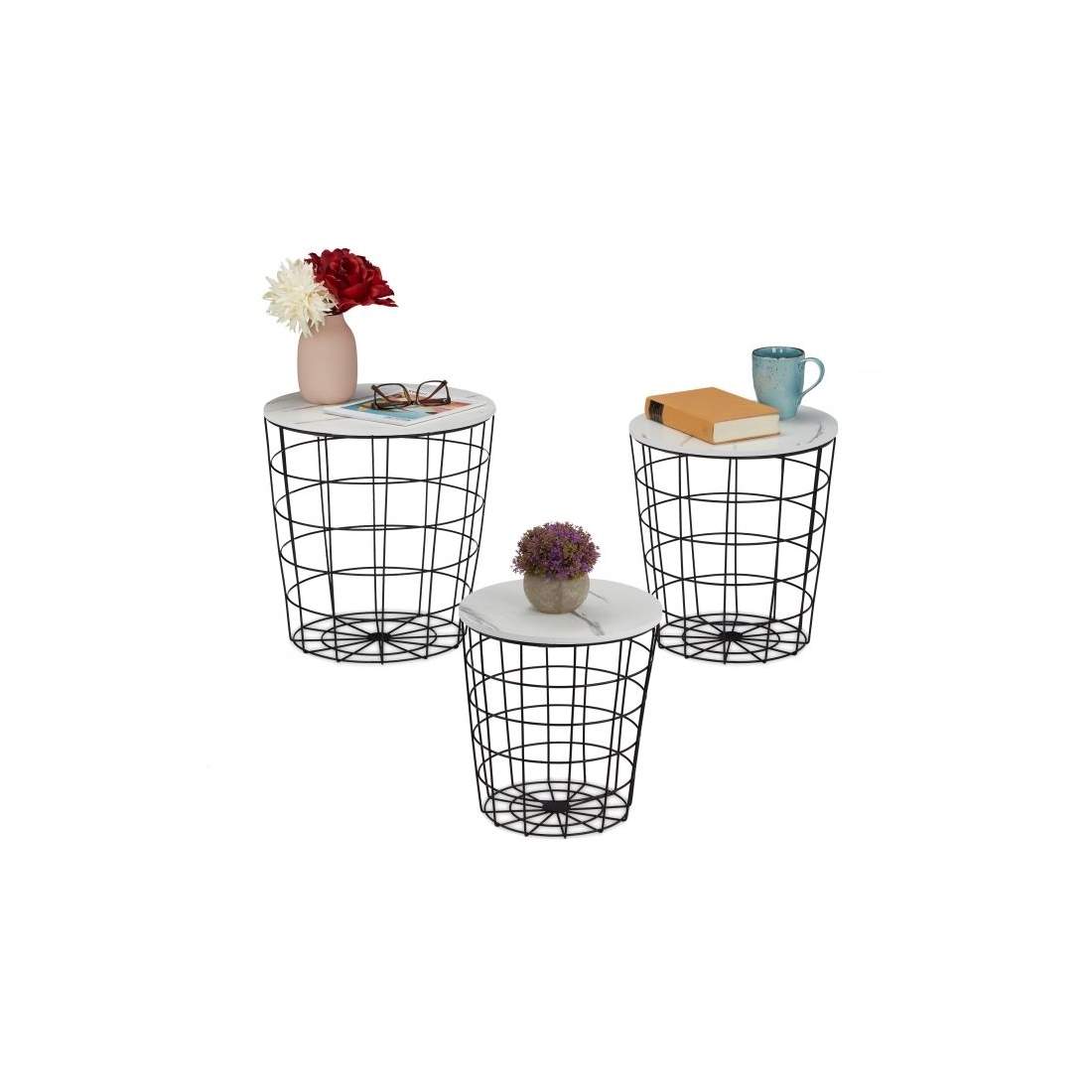 Wicker bord - set med 3 marmor | Hem & Hobby | Pryloteket