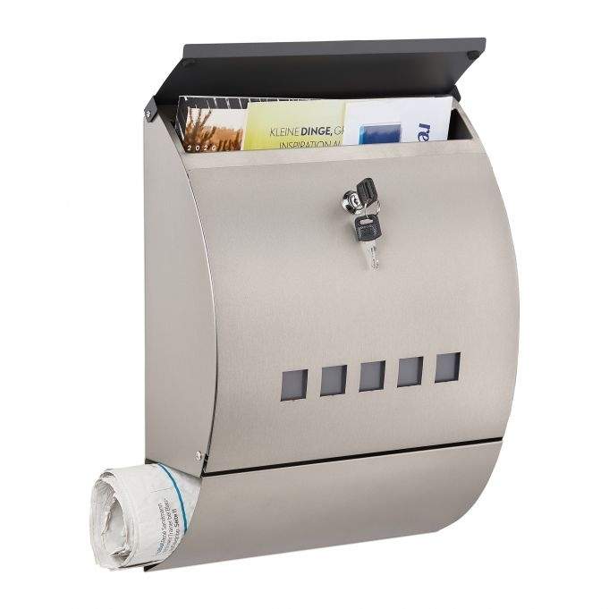 Postkasse i rustfrit stål med magasinrum