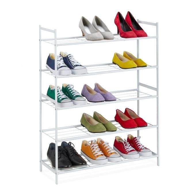 Skohylde i metal med 5 hylder