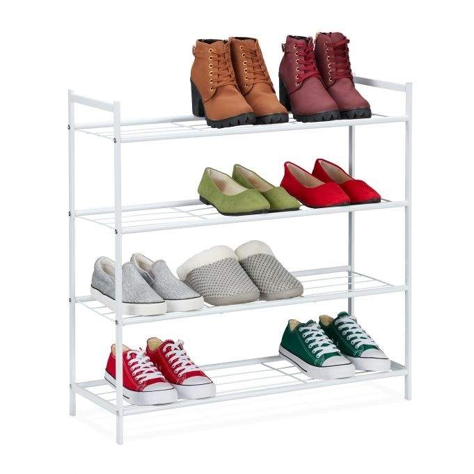 Skohylde i metal med 4 hylder