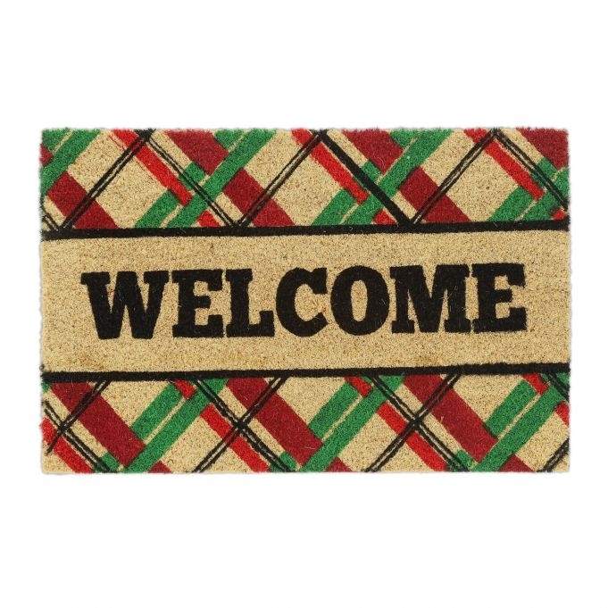 Dørmåtte kokosfiber "Velkommen" med firkanter