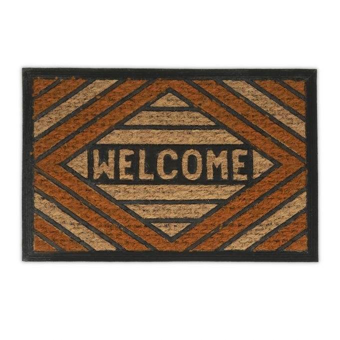 Dørmåtte kokosfiber "Velkommen" orange