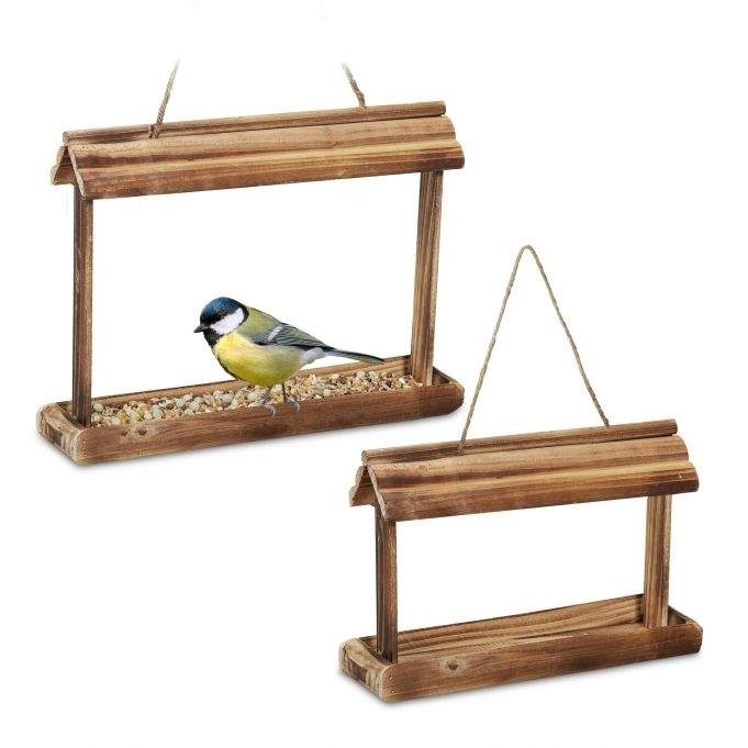 2x Fuglefoderautomater i træ
