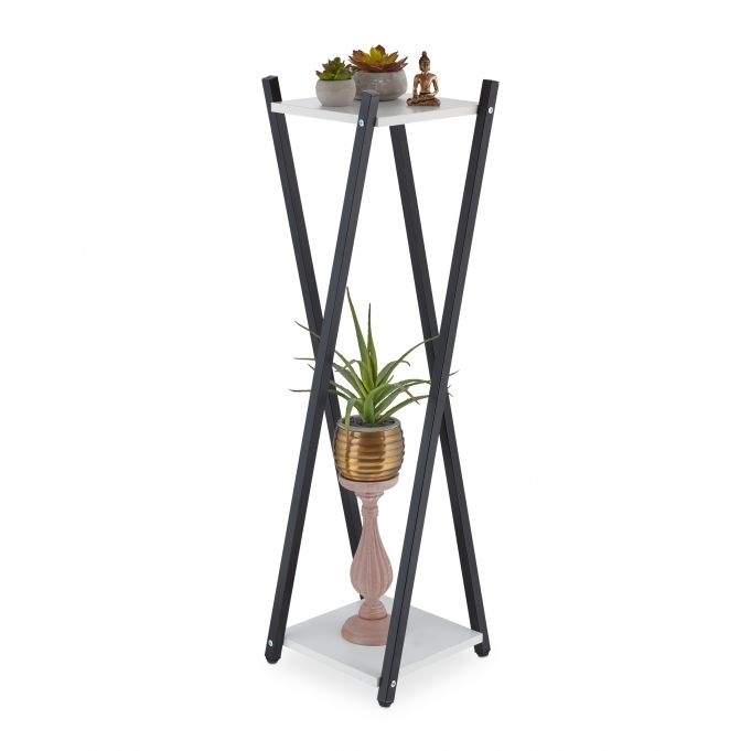 Højblomstret piedestal med 2 hylder