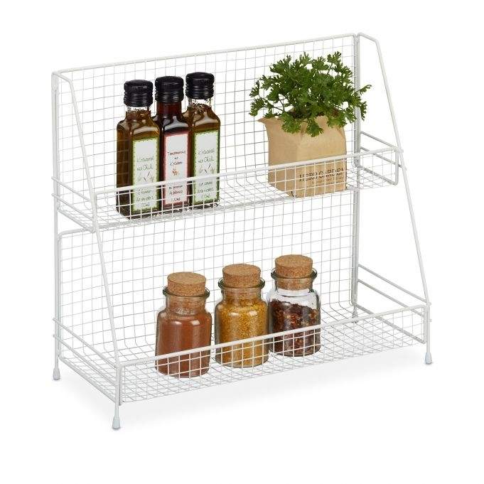 Krydderihylde metal hvid