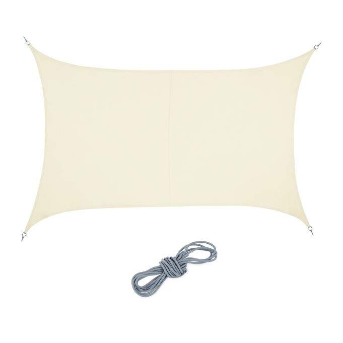 Solsejl rektangulært cremefarvet
