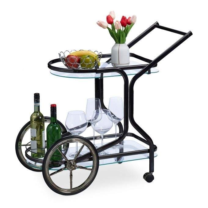 Sort serveringsvogn med 2 niveauer