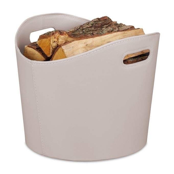 Lysegrå trækurv i imiteret læder