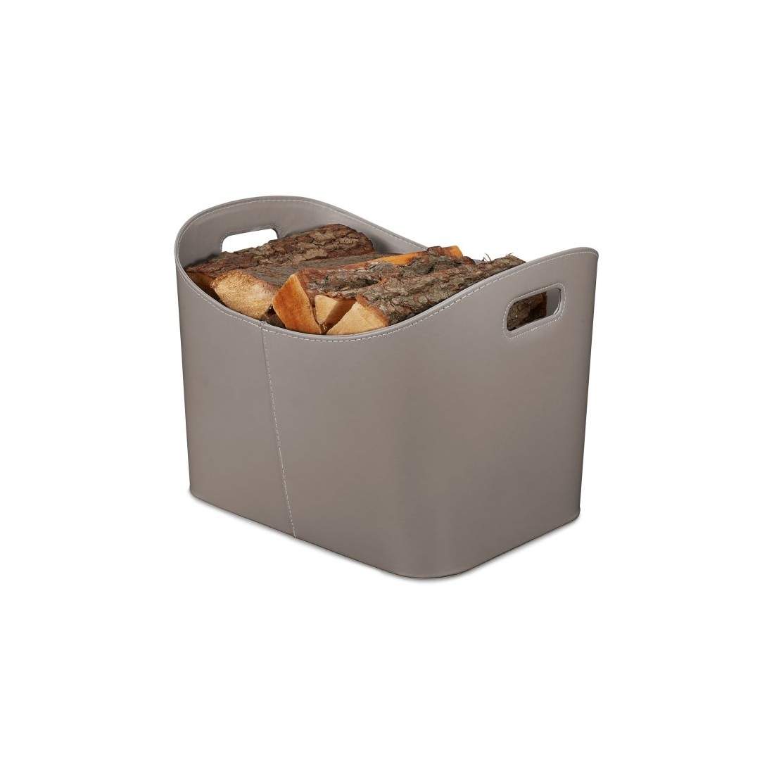 Grå träkorg i läderimitation | Hem & Hobby | Pryloteket