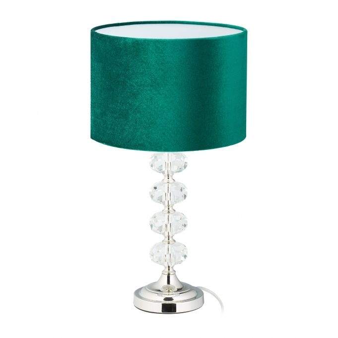 Bordlampe i krystal og fløjlsgrøn