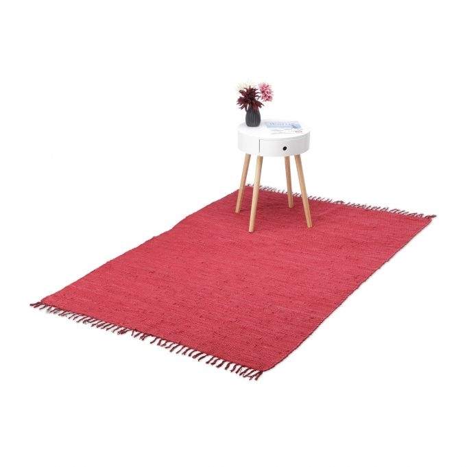 Rødt kludetæppe i bomuld