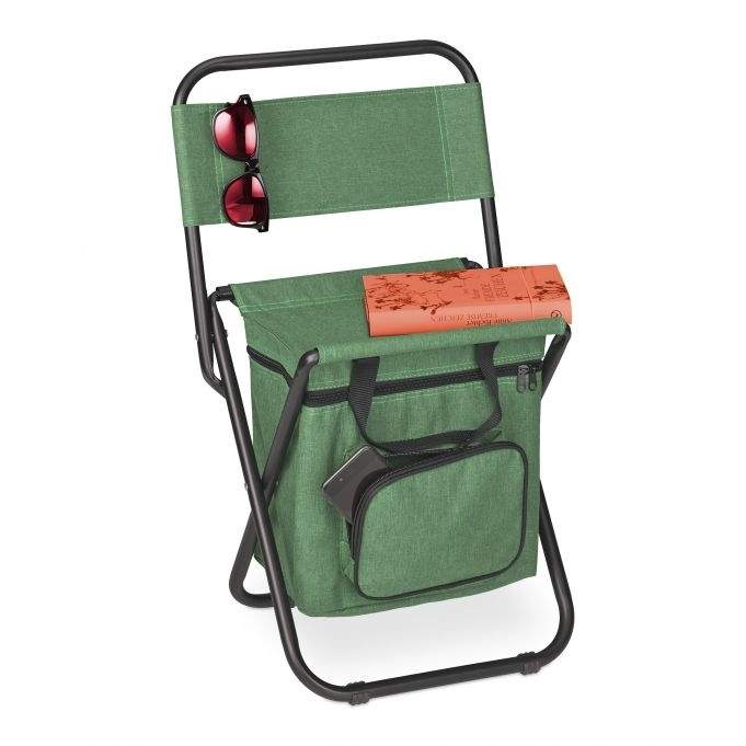 Campingstol med grøn ryglæn