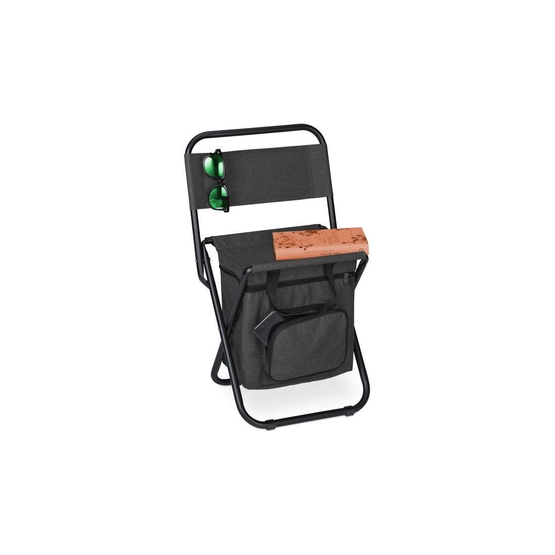 Campingstol med ryggstöd svart