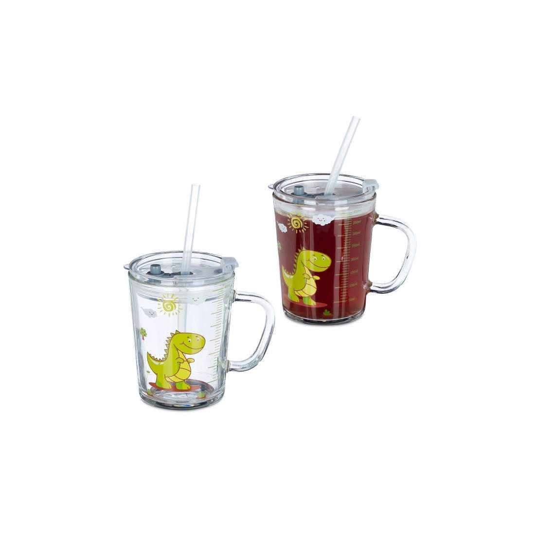 Dricksglas för barn Dino Set om 2 | Hem & Hobby - Hem & Hushåll - Kök - Servering - Sugrör | Pryloteket