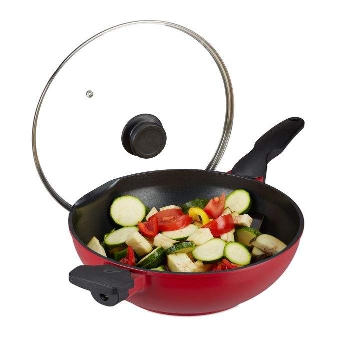 Rød wok med låg