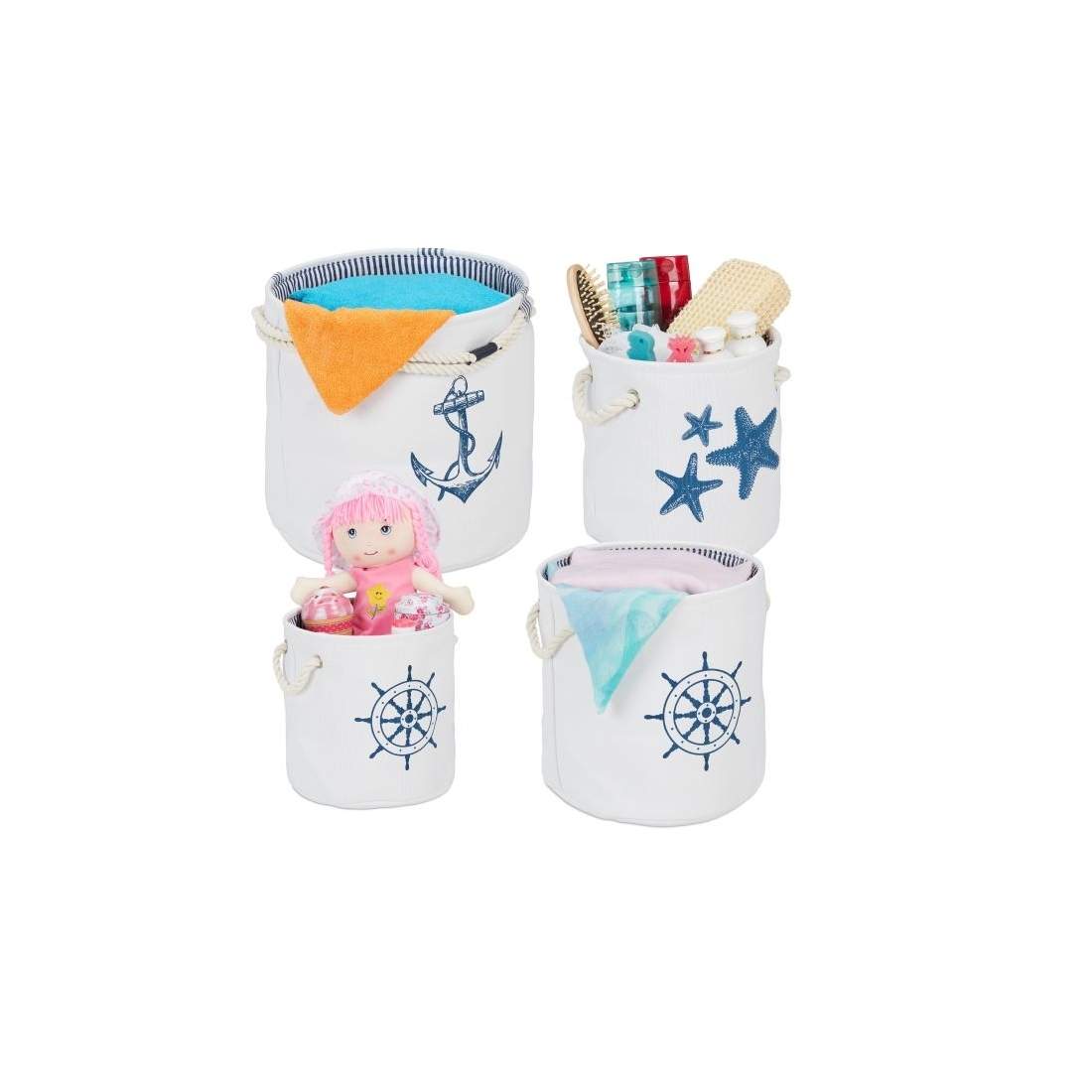 Förvaringskorg i marin stil om 4 | Hem & Hobby - Hem & Hushåll - Textil - Handdukar | Pryloteket