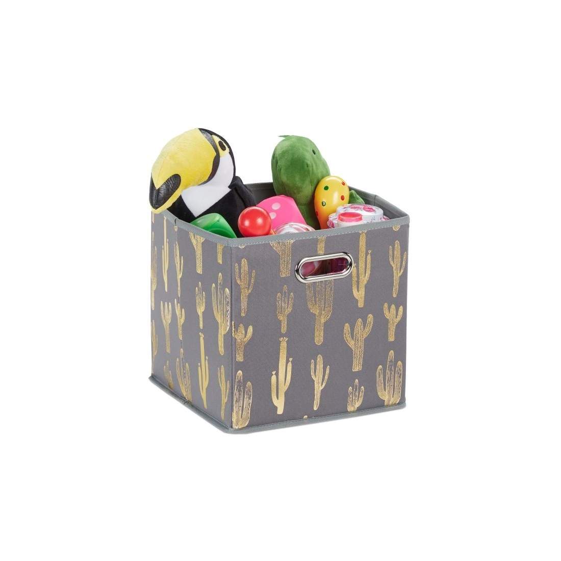 Fyrkantig hopfällbar ask med kaktusmotiv | Hem & Hobby | Pryloteket