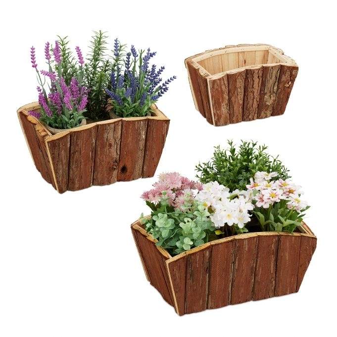 Blomsterkasse Træsæt med 3