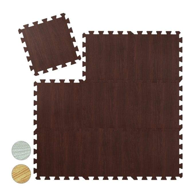 Gulvbeskyttelsesmåtte i trælook Sæt med 9 stk