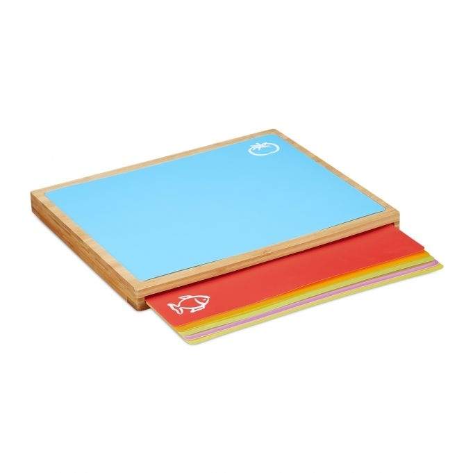 Bambus skærebræt med 6 måtter