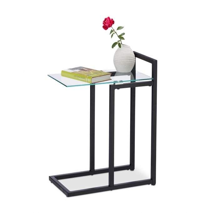Sidebord i metal og glas