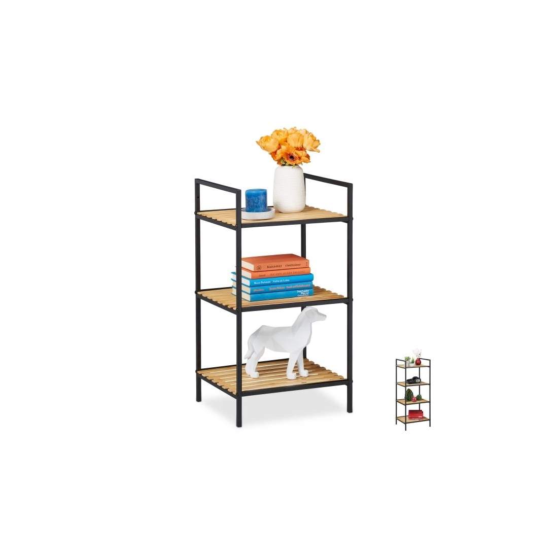 Golvstående hylla i bambu och metall | Mode & Accessoarer - Accessoarer | Pryloteket