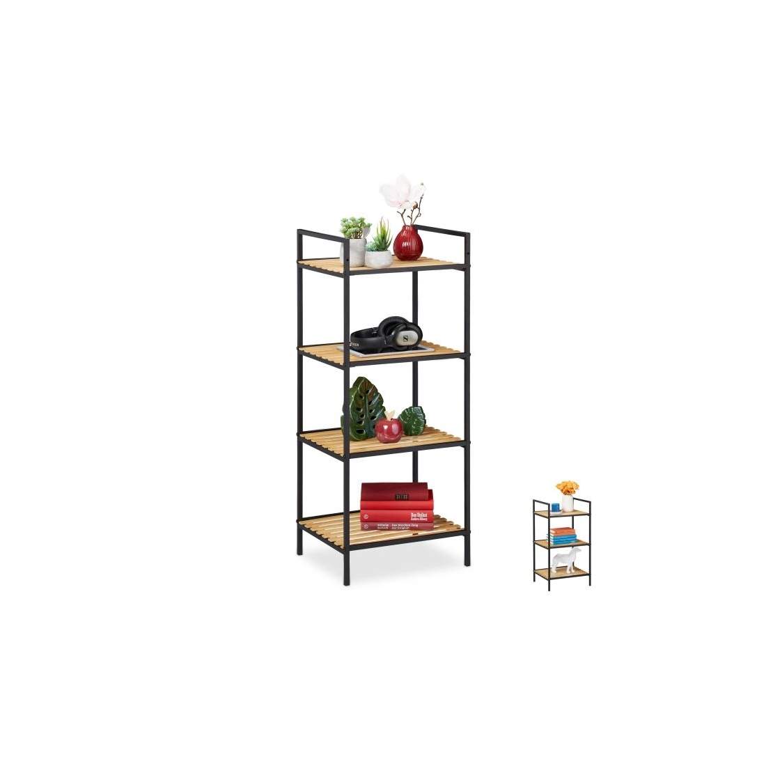 Golvstående hylla i bambu och metall | Mode & Accessoarer - Accessoarer | Pryloteket