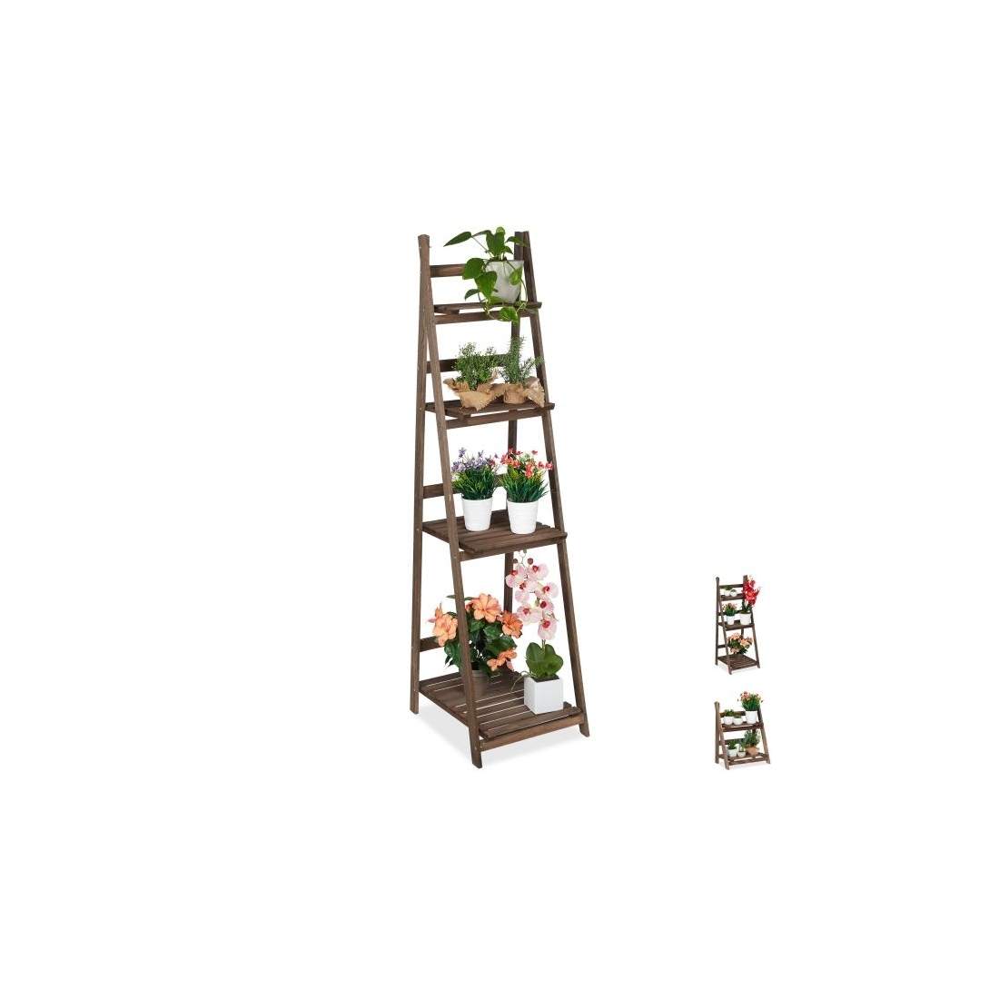 Blomstrappa Trä Mörkbrun