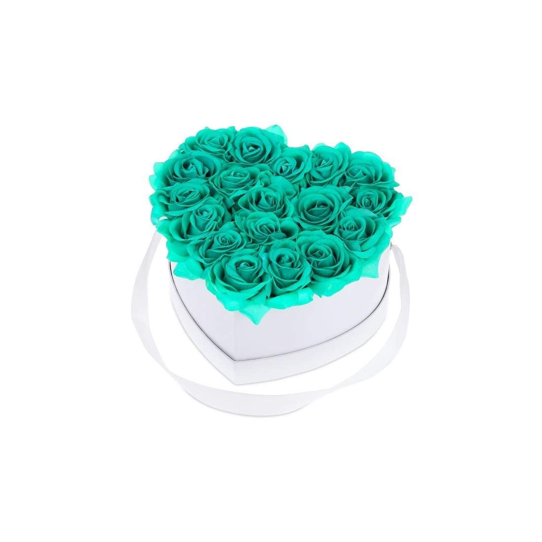 Vit hjärtformad roslåda med 18 rosor | Hem & Hobby | Pryloteket